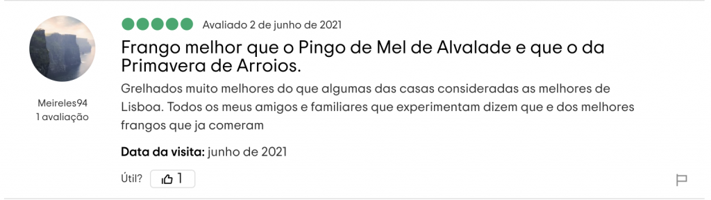 Frango melhor que o Pingo de Mel de Alvalade e que o da Primavera de Arroios